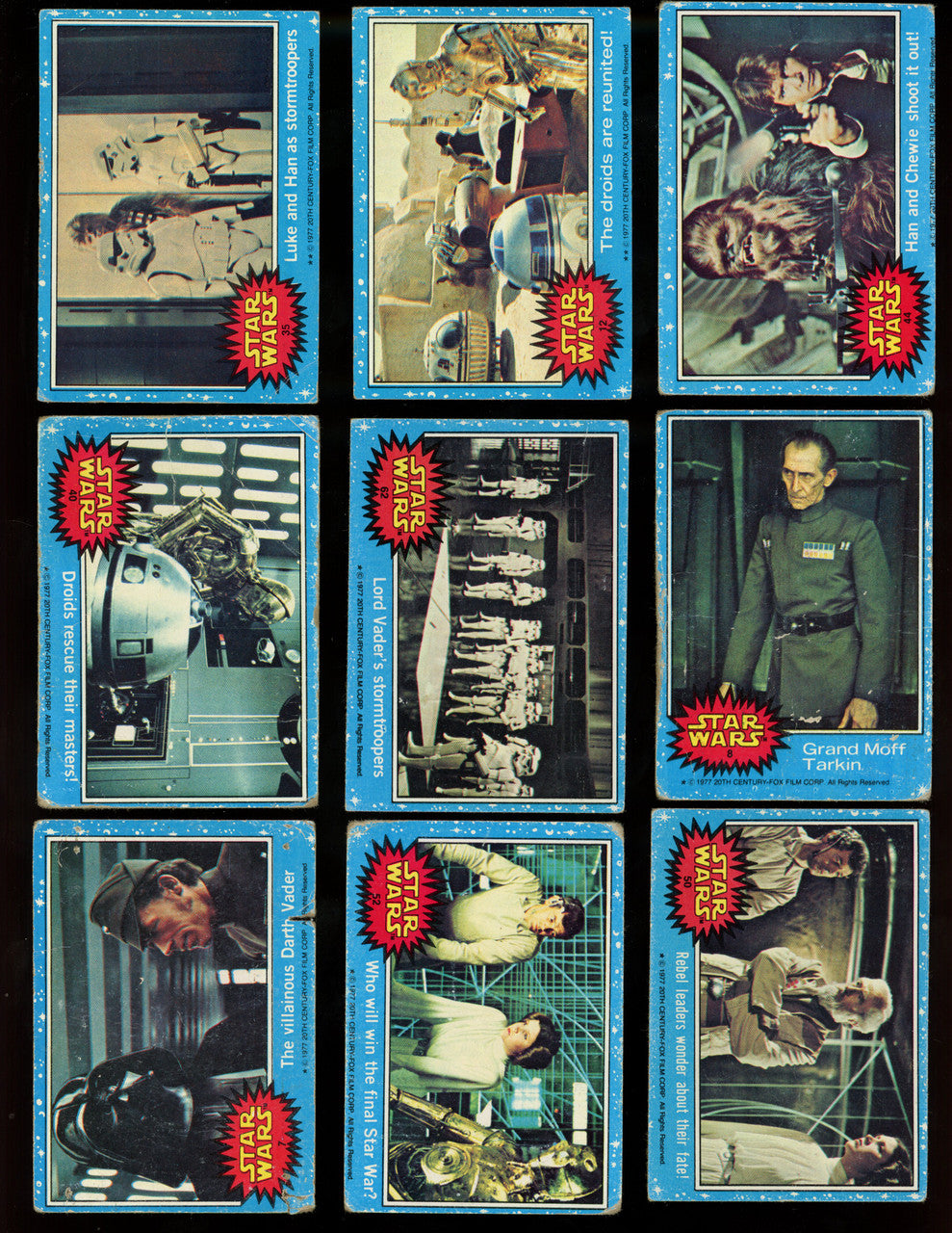 1977 Topps Star Wars Series 1-3 Lot of 129 Cards Low Grade Luke Skywalker RC #1