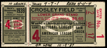 1939 World Series Game 4 Ticket Yankees Reds (Gehrig/DiMaggio)