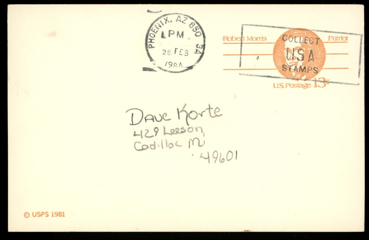 Harvey Kuenn Signed Autographed Postcard JSA