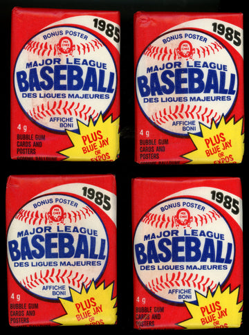 1985 O-Pee-Chee Baseball Sealed Wax Pack Lot of 4