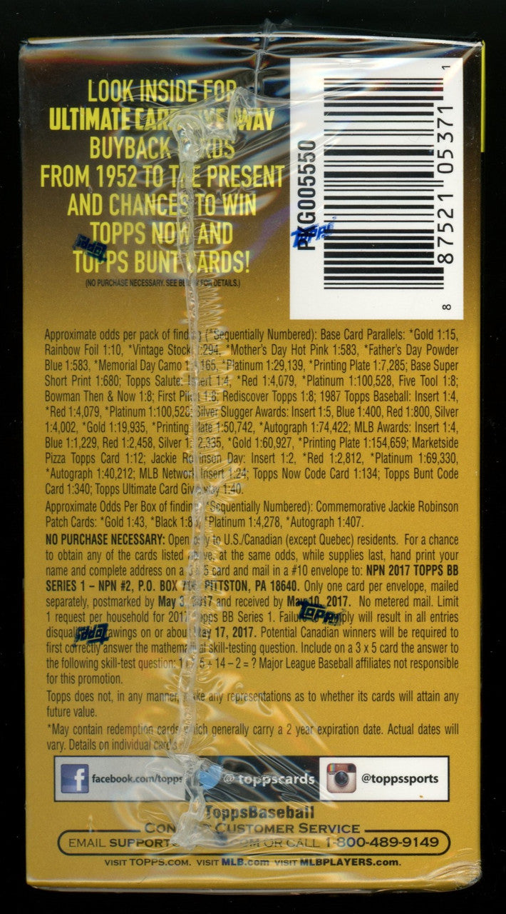 2017 Topps Series 1 Baseball Blaster Box Factory Sealed