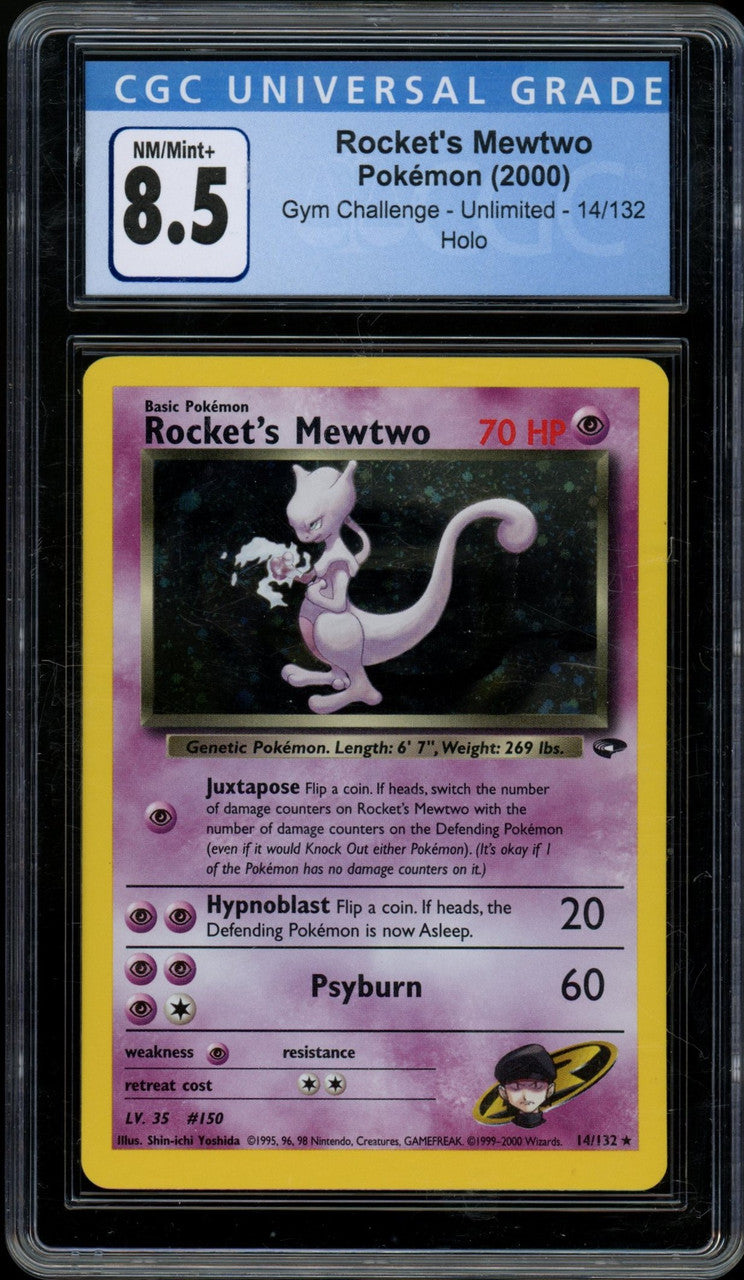 Pokemon Rocket's Mewtwo Gym Challenge Unlimited Holo #14/132 CGC 8.5