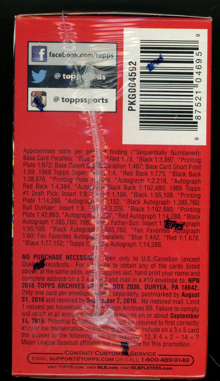 2016 Topps Archives Baseball Blaster Box Factory Sealed