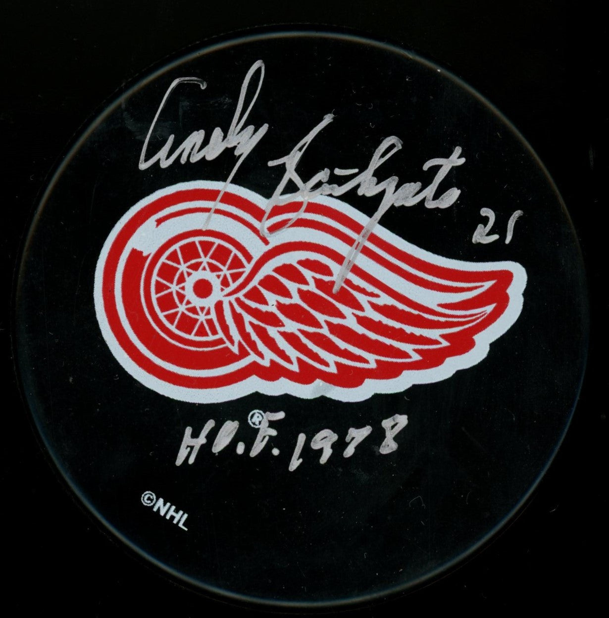 Andy Bathgate Signed Autographed Inscribed "HOF 1978" Puck JSA AK60749