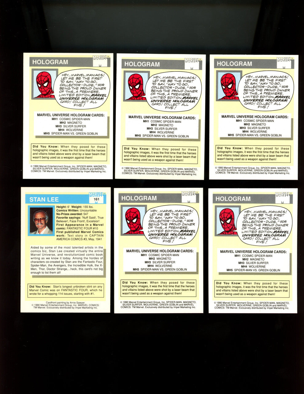 1990 Impel Marvel Series 1 Trading Cards Complete Set with Hologram Set