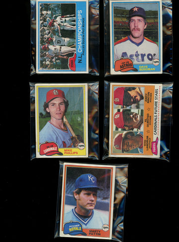 1981 Topps Baseball Grocery Cello 5-Pack Lot