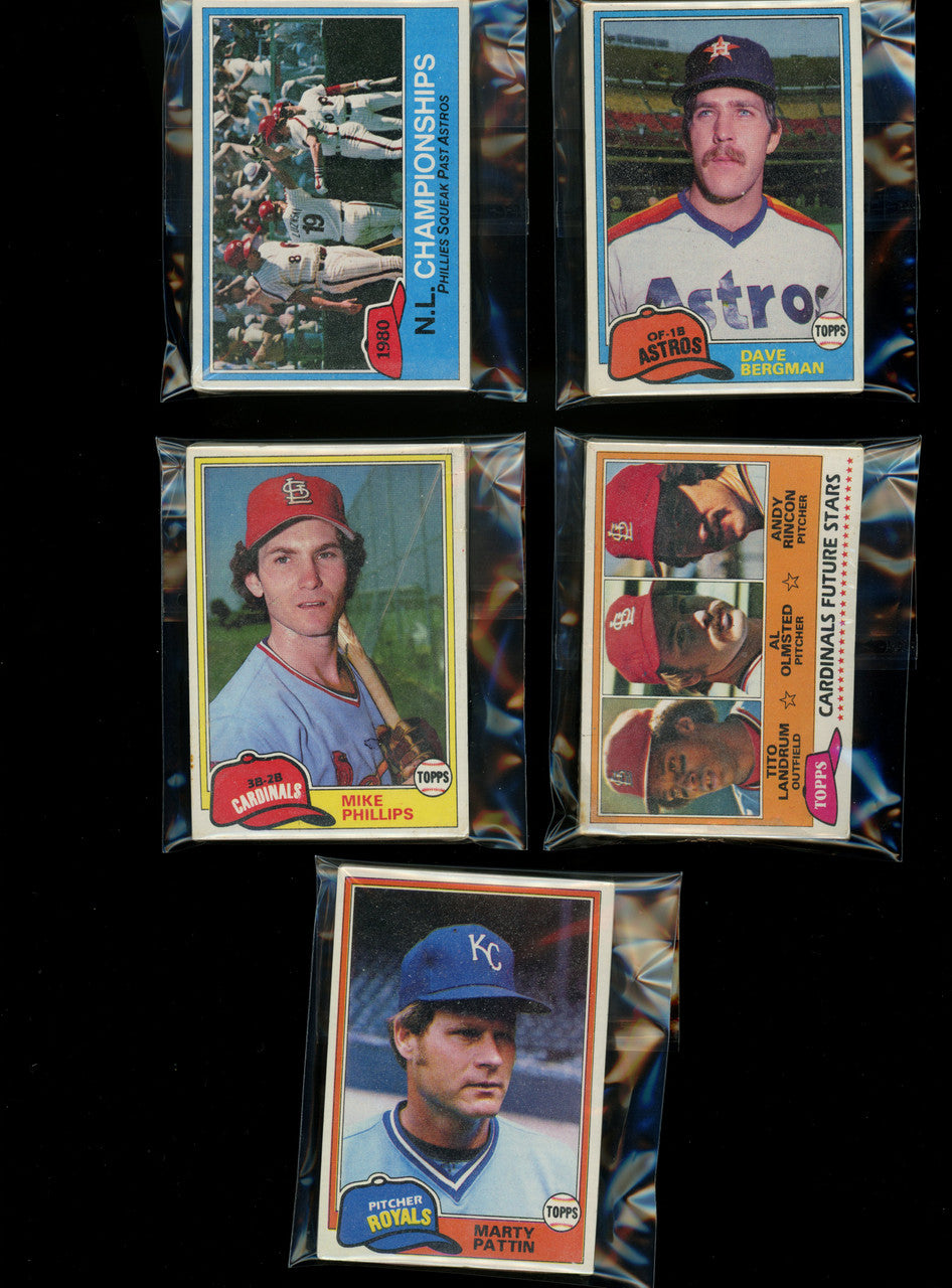 1981 Topps Baseball Grocery Cello 5-Pack Lot