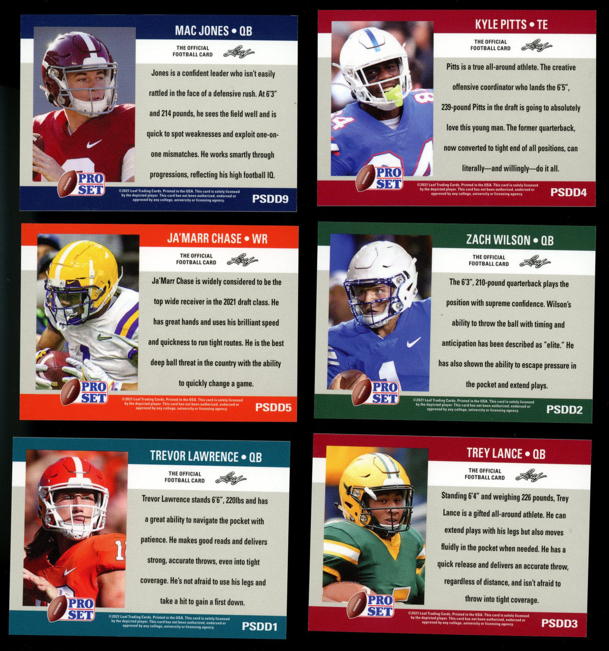 2021 Leaf Pro Set Draft Day SP 10 Card Set Lawrence Waddle ++