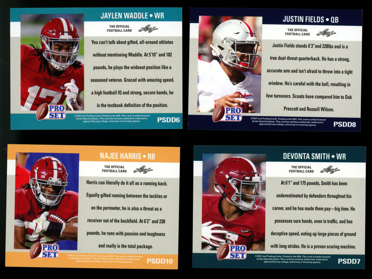 2021 Leaf Pro Set Draft Day SP 10 Card Set Lawrence Waddle ++