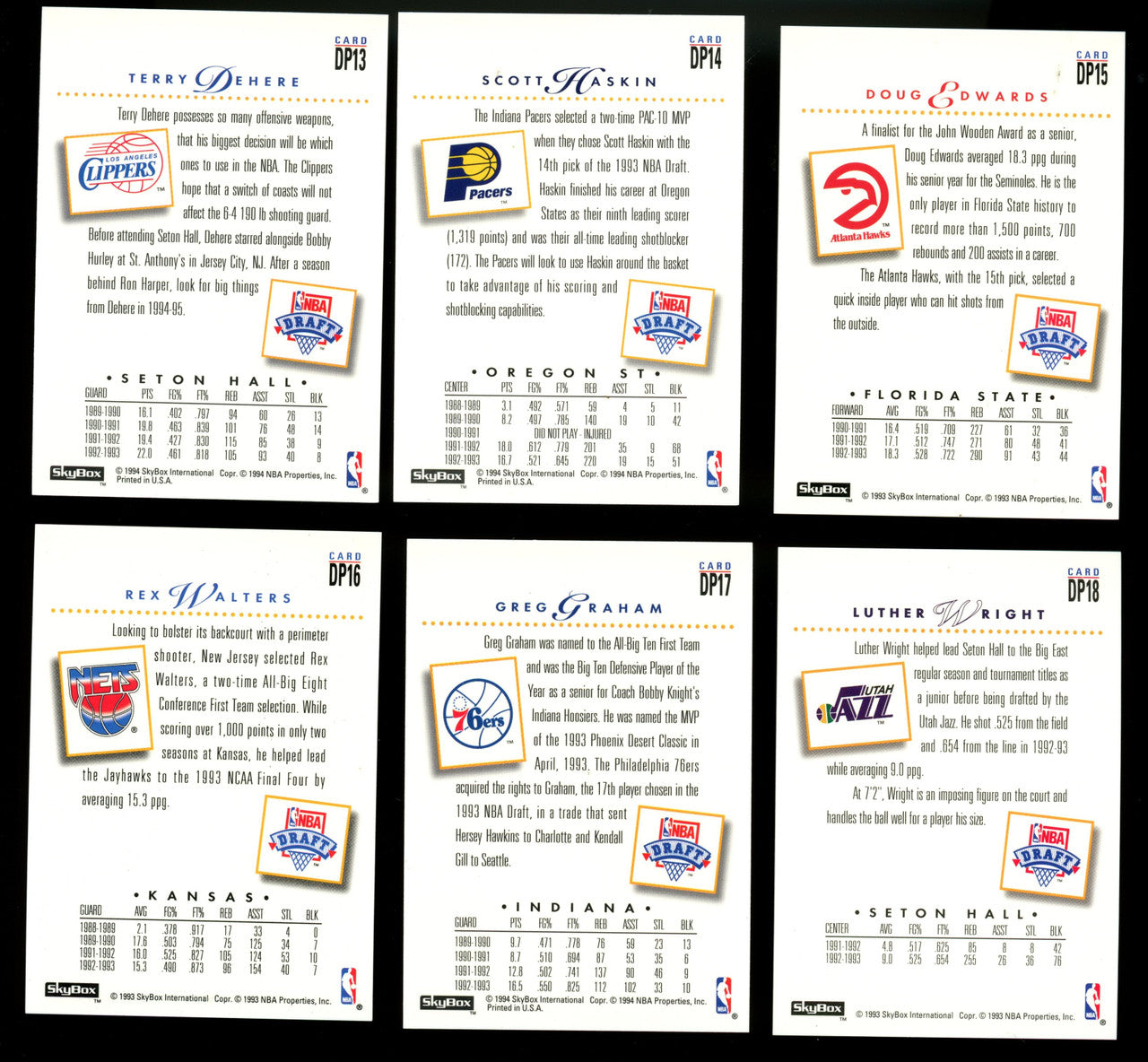 1993-94 Skybox Premium Draft Picks Partial Set (1-23) Webber Hardaway