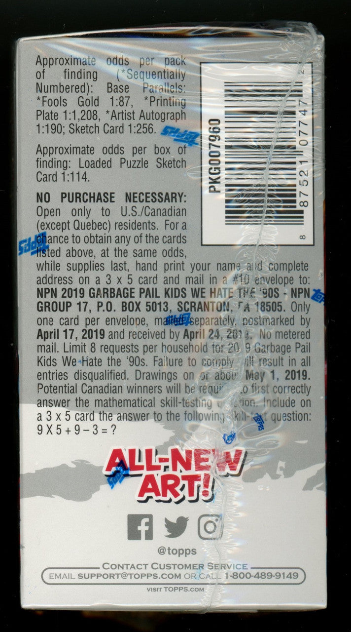 2019 Topps Garbage Pail Kids We Hate The '90s Blaster Box Factory Sealed