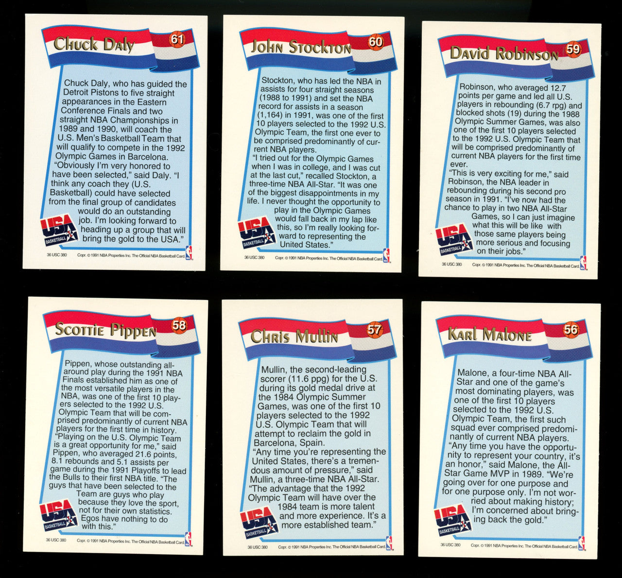 1991-92 NBA Hoops USA Dream Team Partial Set (11) Jordan Bird Johnson