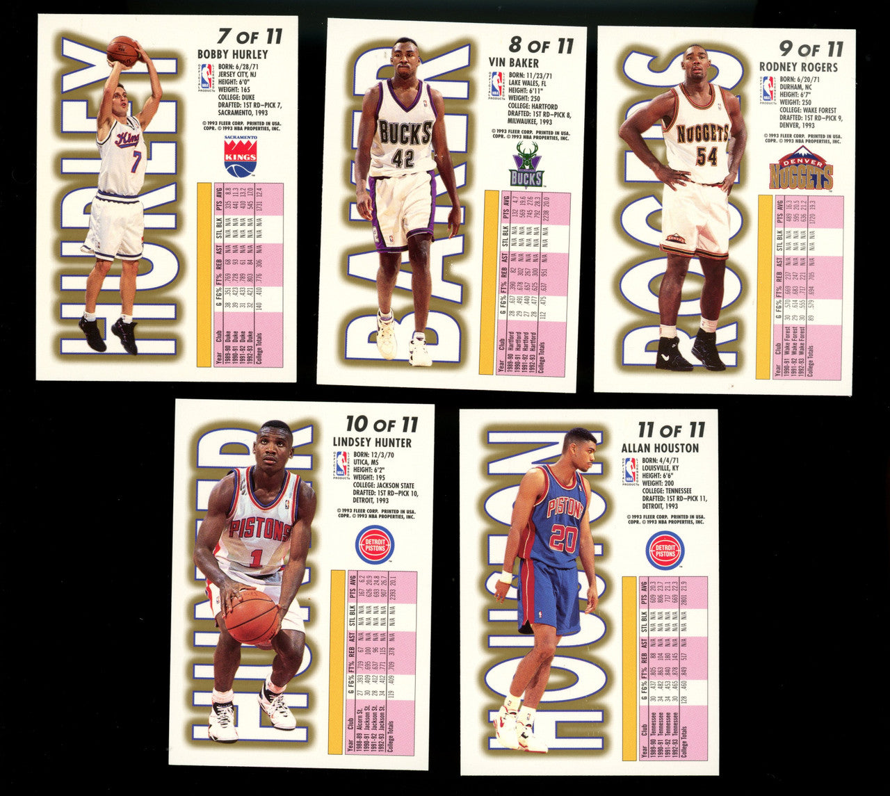 1993-94 Fleer NBA Draft Lottery Pick Set (11) Webber Hardaway