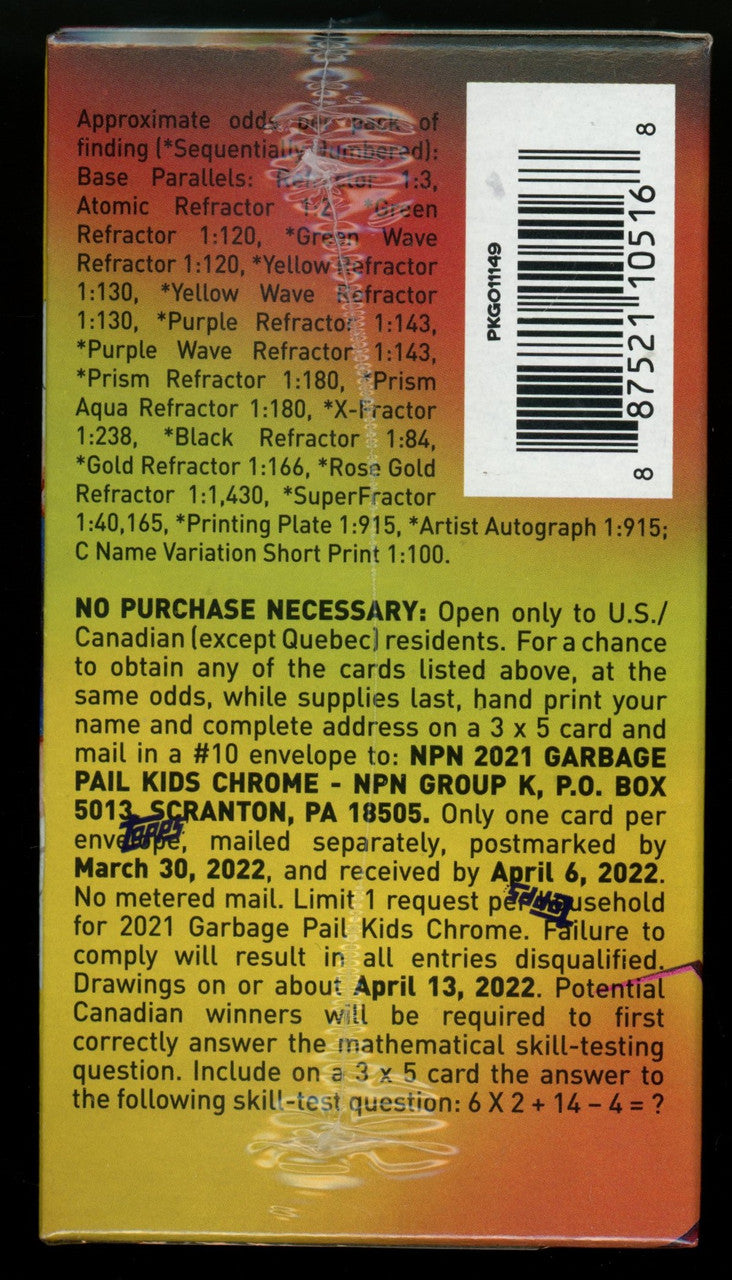 2021 Topps Garbage Pail Kids Chrome Series 4 Blaster Box Factory Sealed