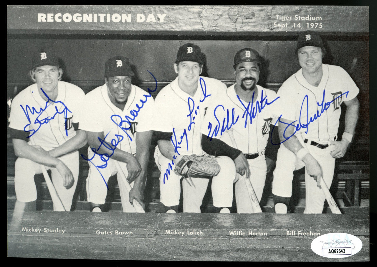Tigers Signed Autographed 6x9 Photo Stanley Horton Lolich Freehan Brown JSA