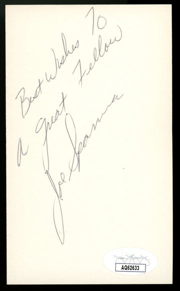 Joe Sparma Signed Autographed Index Card JSA