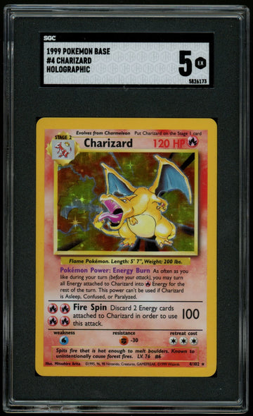 Pokemon Charizard Base Set Unlimited Holo #4/102 SGC 5