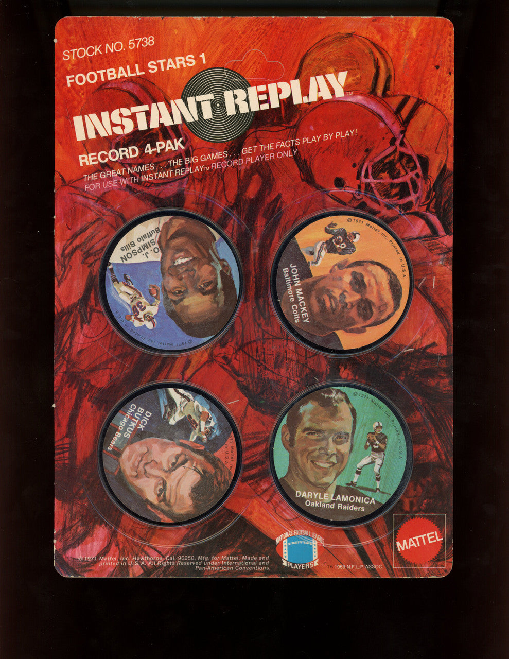 Lot of 2 1971 Mattel Instant Replay Football Stars 1 Record Sealed Packs