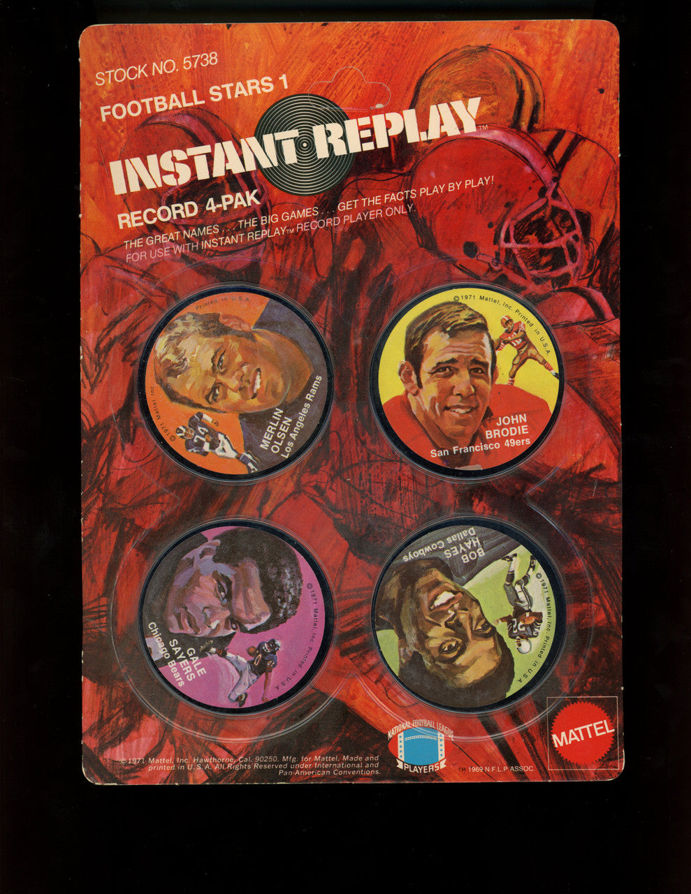 Lot of 2 1971 Mattel Instant Replay Football Stars 1 Record Sealed Packs