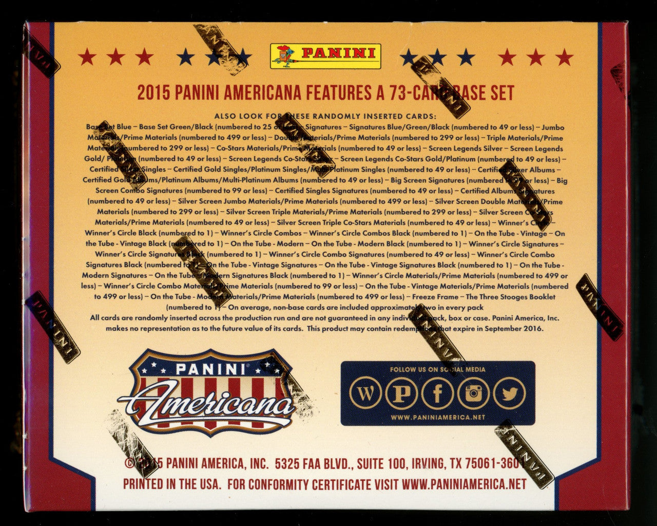 2015 Panini Americana Hobby Box Factory Sealed