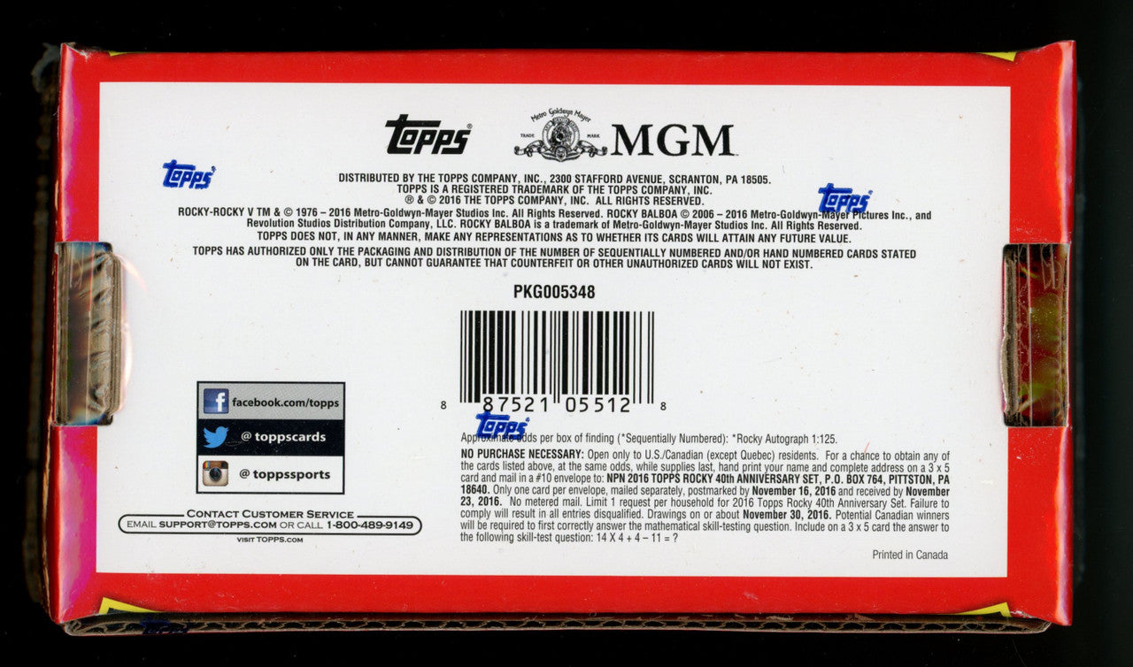 2016 Topps Rocky 40th Anniversary Complete Set Factory Sealed