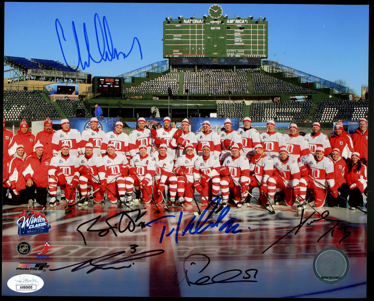 Chelios/Datsyuk/Holmstrom ++ Signed Autographed Framed 8x10 Photo JSA AK60600