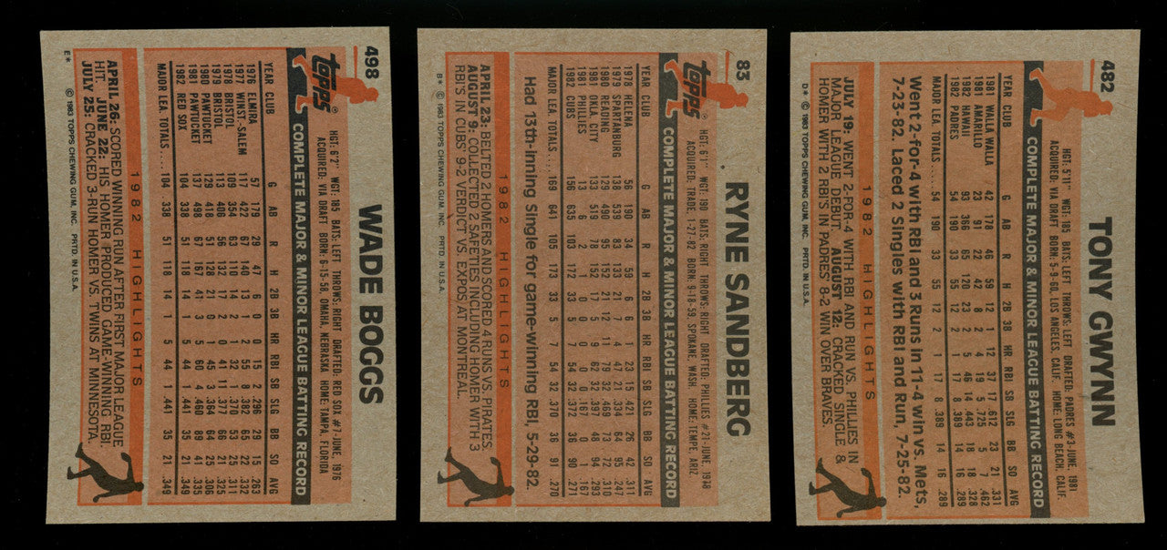 1983 Topps Baseball Complete Set (792) NM Gwynn Sandberg Boggs