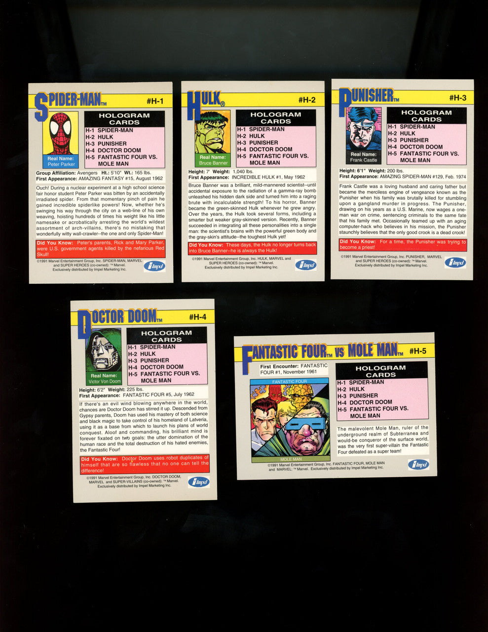 1991 Impel Marvel Universe Series 2 Complete Set (162) W/ Holos (5)