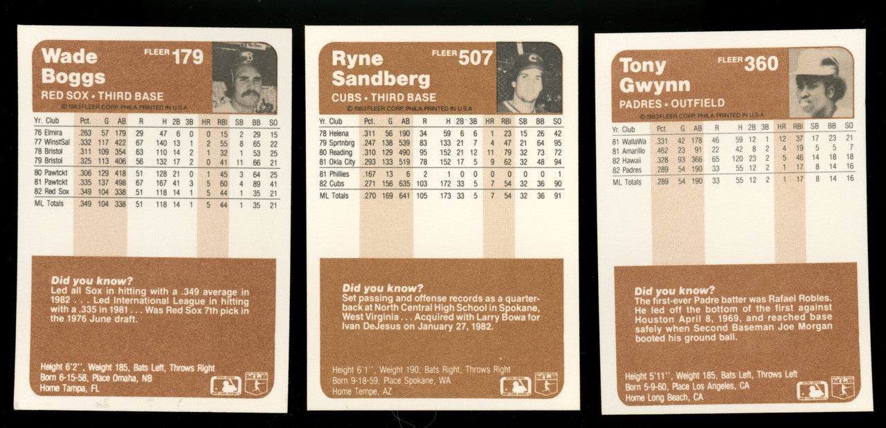 1983 Fleer Baseball Complete Set (660) w/ Team Stickers NM-MT