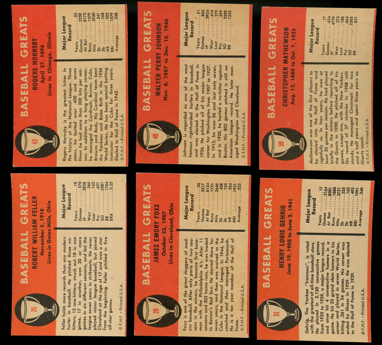 1961 Fleer Baseball Greats Complete Set (154) EX-NM W/ Wrapper