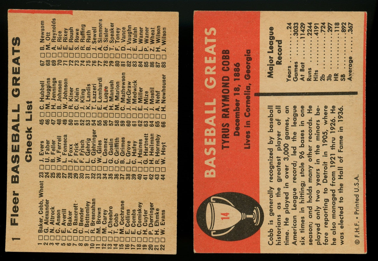 1961 Fleer Baseball Greats Complete Set (154) EX-NM W/ Wrapper