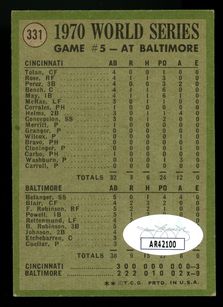 1971 Topps Brooks Robinson #331 Signed Auto JSA