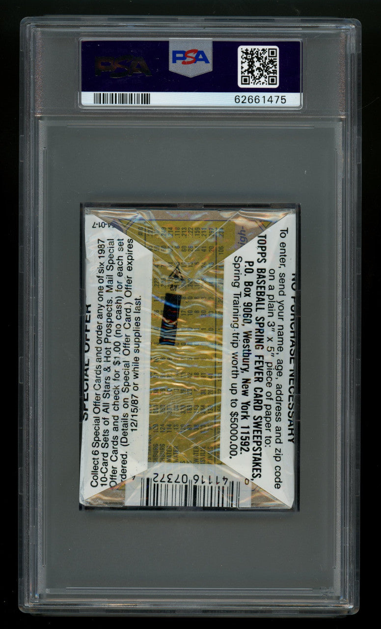 1987 Topps Baseball Cello Pack Canseco on Top PSA 9