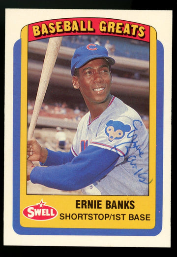 1990 Swell Baseball Greats Ernie Banks #95 Signed Auto JSA