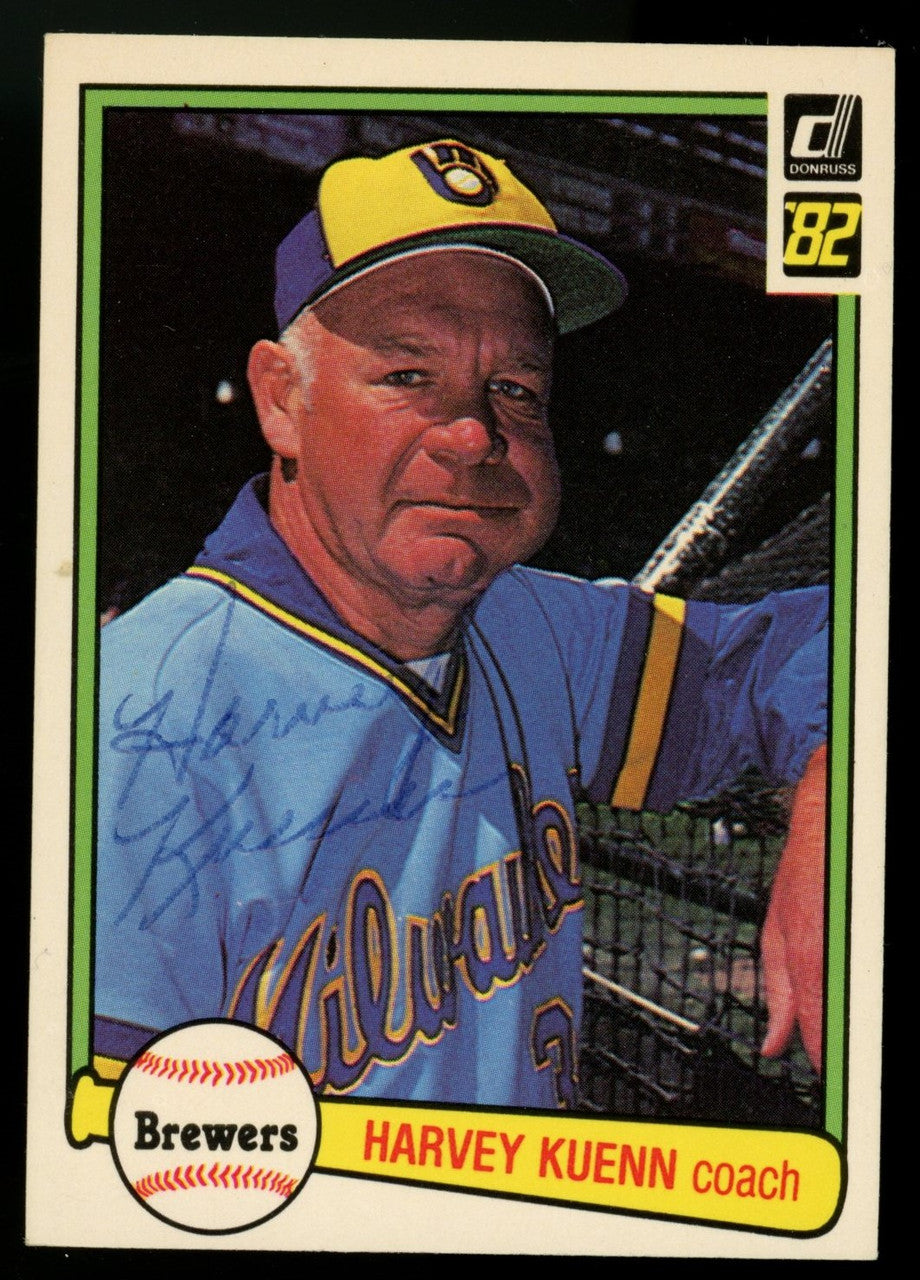 1982 Donruss Harvey Kuenn #578 Signed Auto JSA
