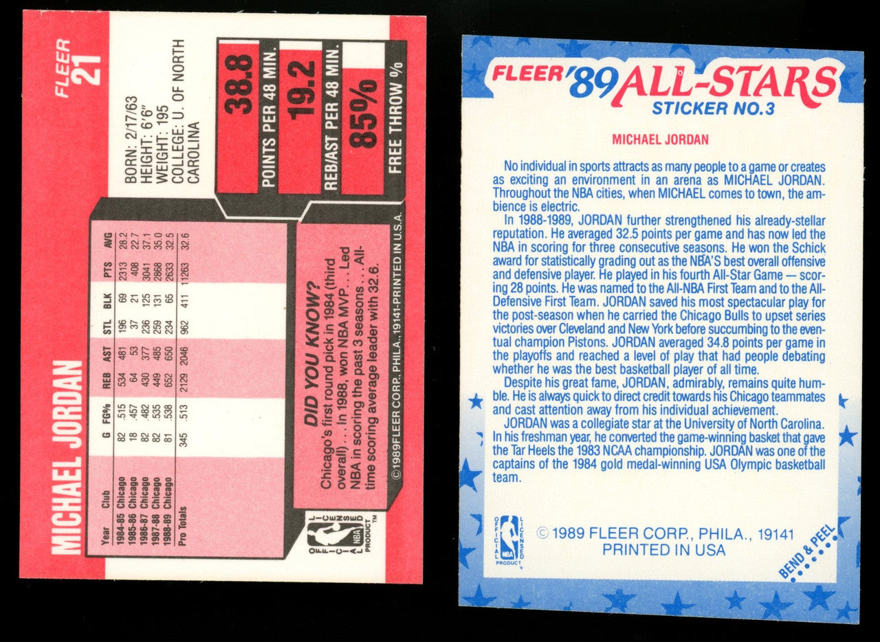 1989-90 Fleer Basketball Complete Set (168) w/Stickers (11) NM-MT "B"