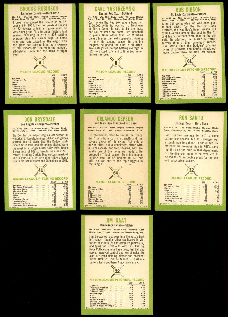 1963 Fleer Baseball Near Complete Set 52/66 VG-EX