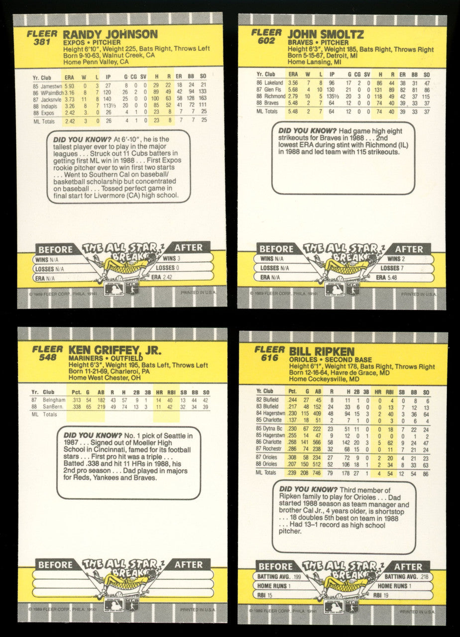 1989 Fleer Baseball Complete Set (660) w/ Ripken FF Error Mint