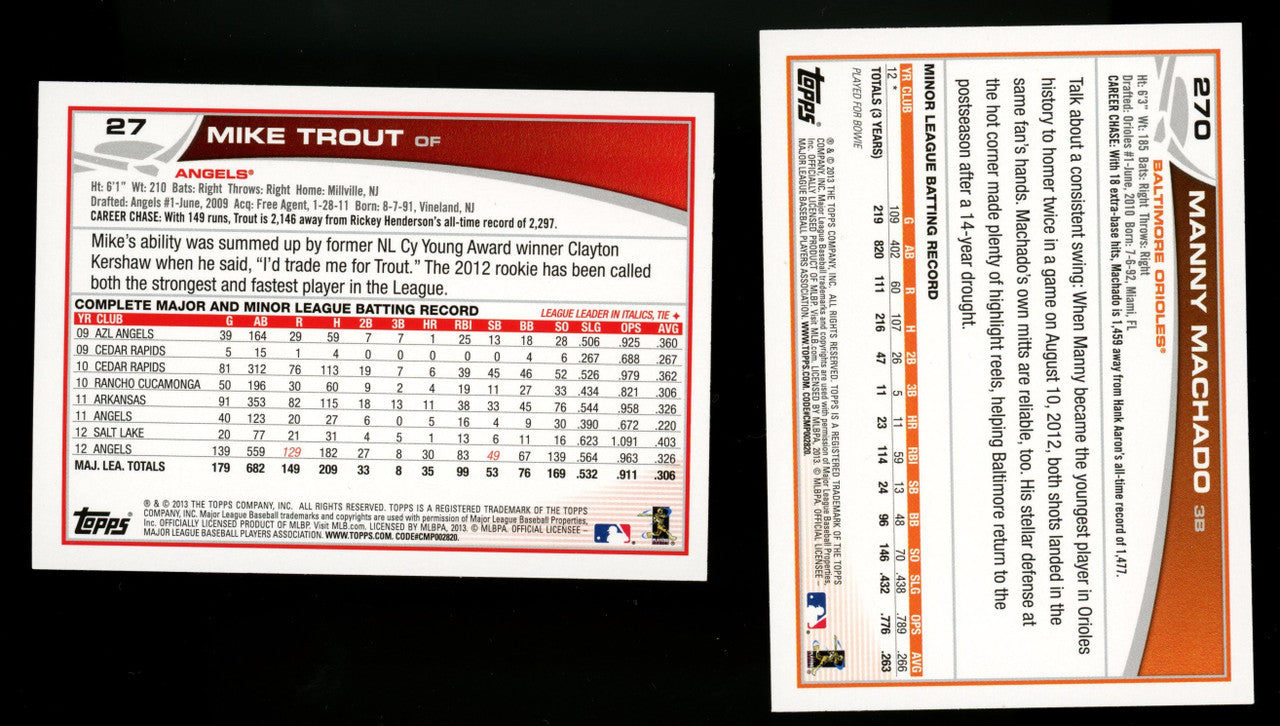 2013 Topps Baseball Complete Set (661) w/ RC SP Variations NM-MT