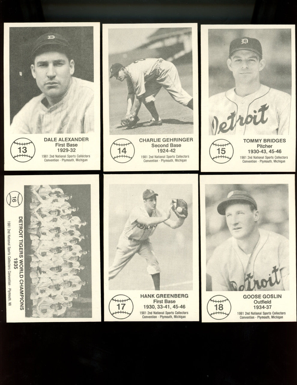 1981 2nd National Sports Collectors Convention Plymouth Detroit Tigers Set (32)