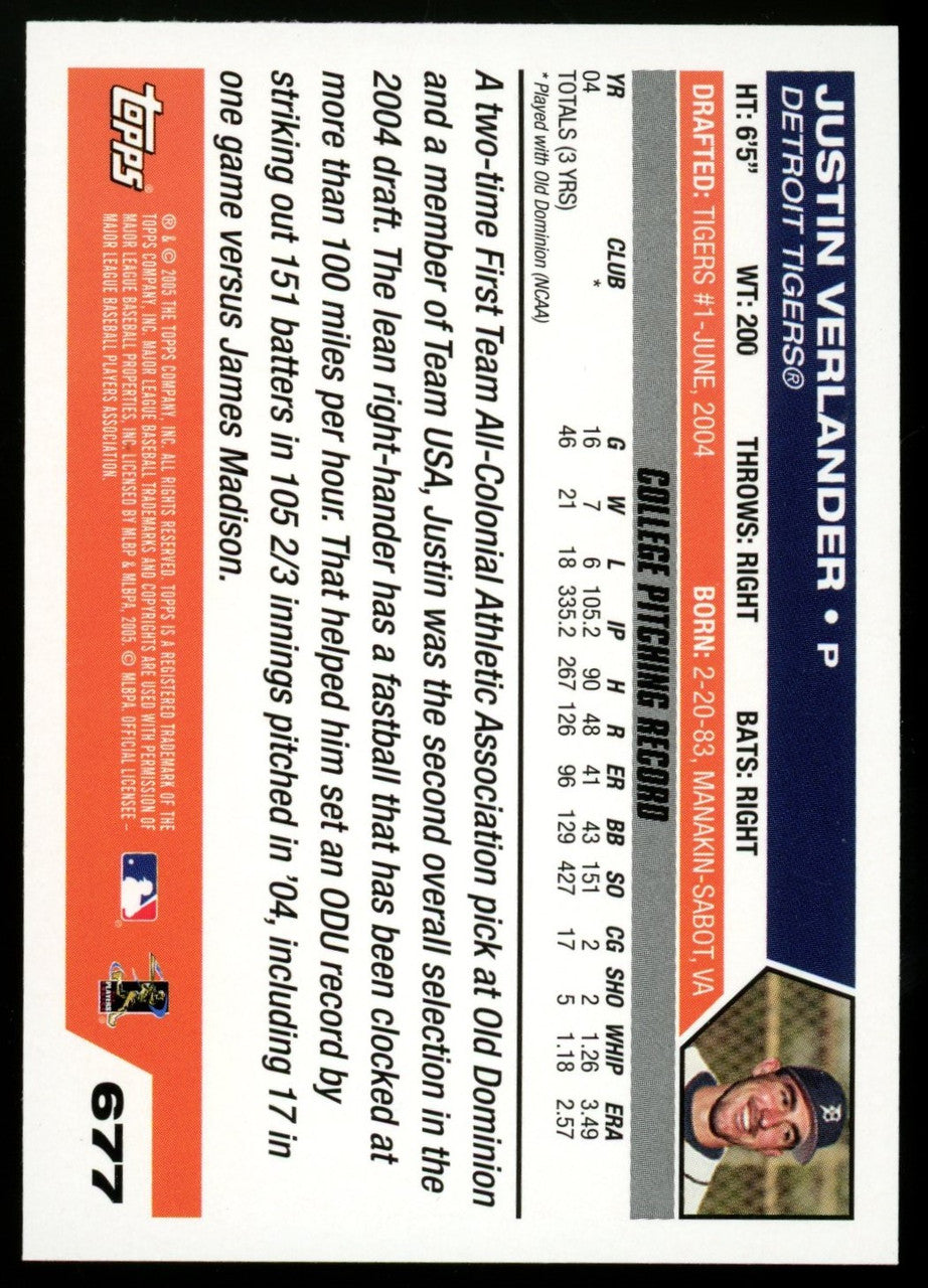 2005 Topps Baseball Complete Set (734) Verlander RC NM-MT