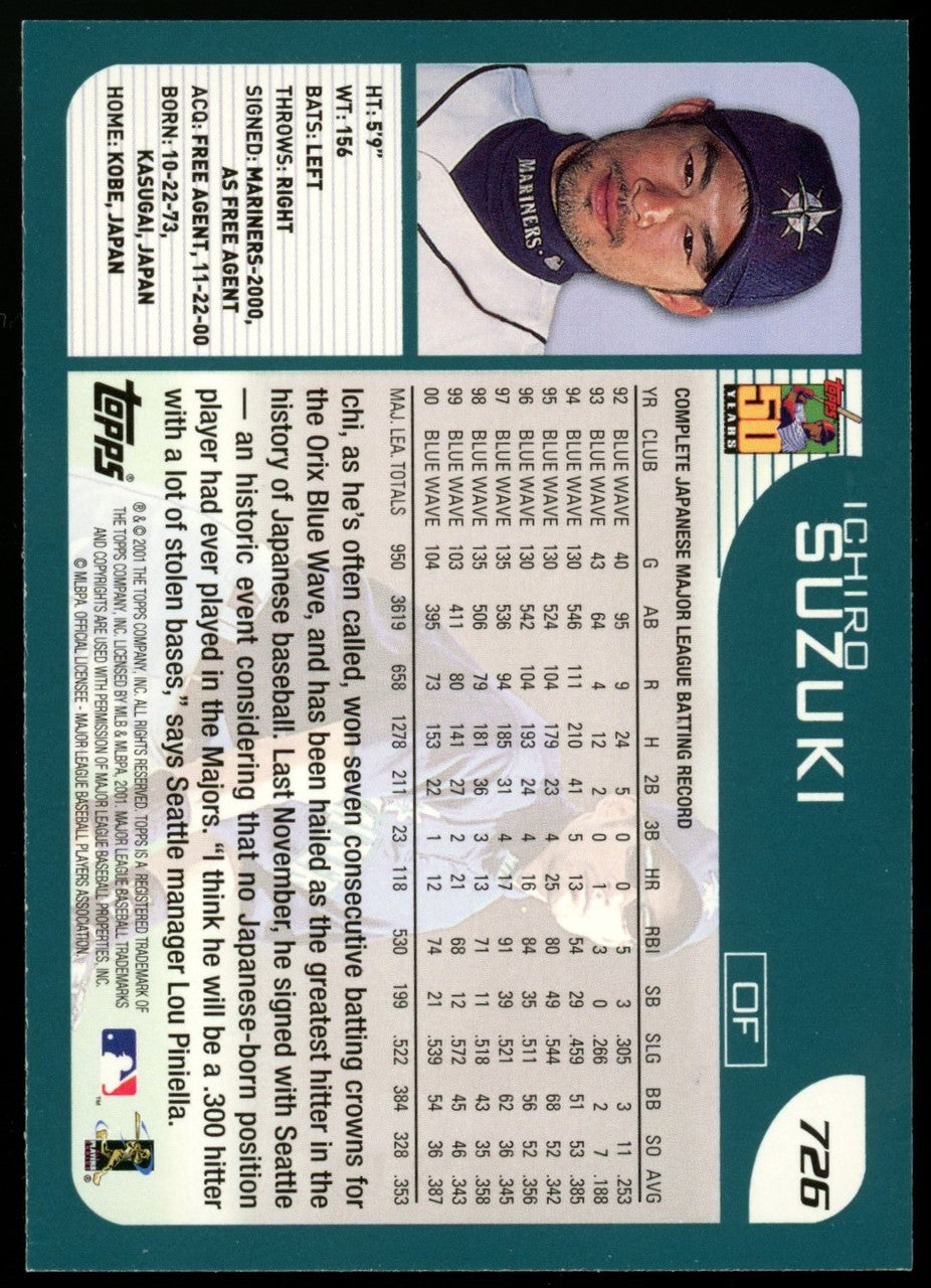 2001 Topps Baseball Complete Set (791) Ichiro RC NM