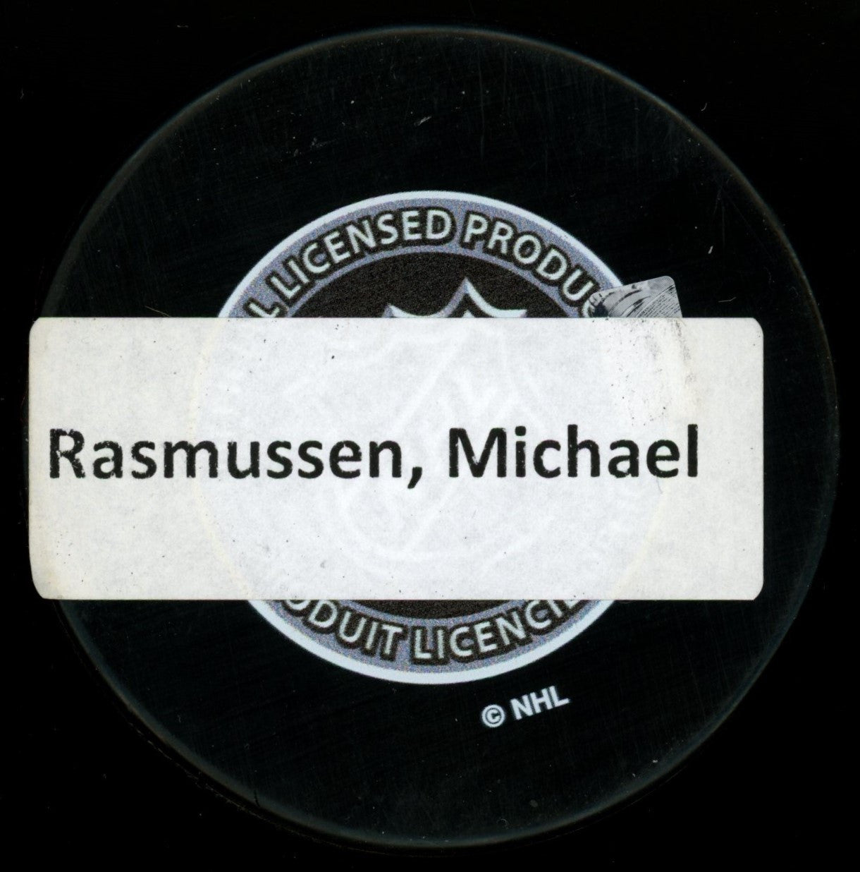 Michael Rasmussen Signed Autographed 2017 NHL Draft Hockey Puck UDA