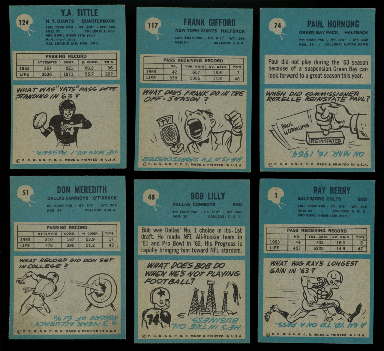 1964 Philadelphia Football Near Complete Set 195/198 VG-EX Overall