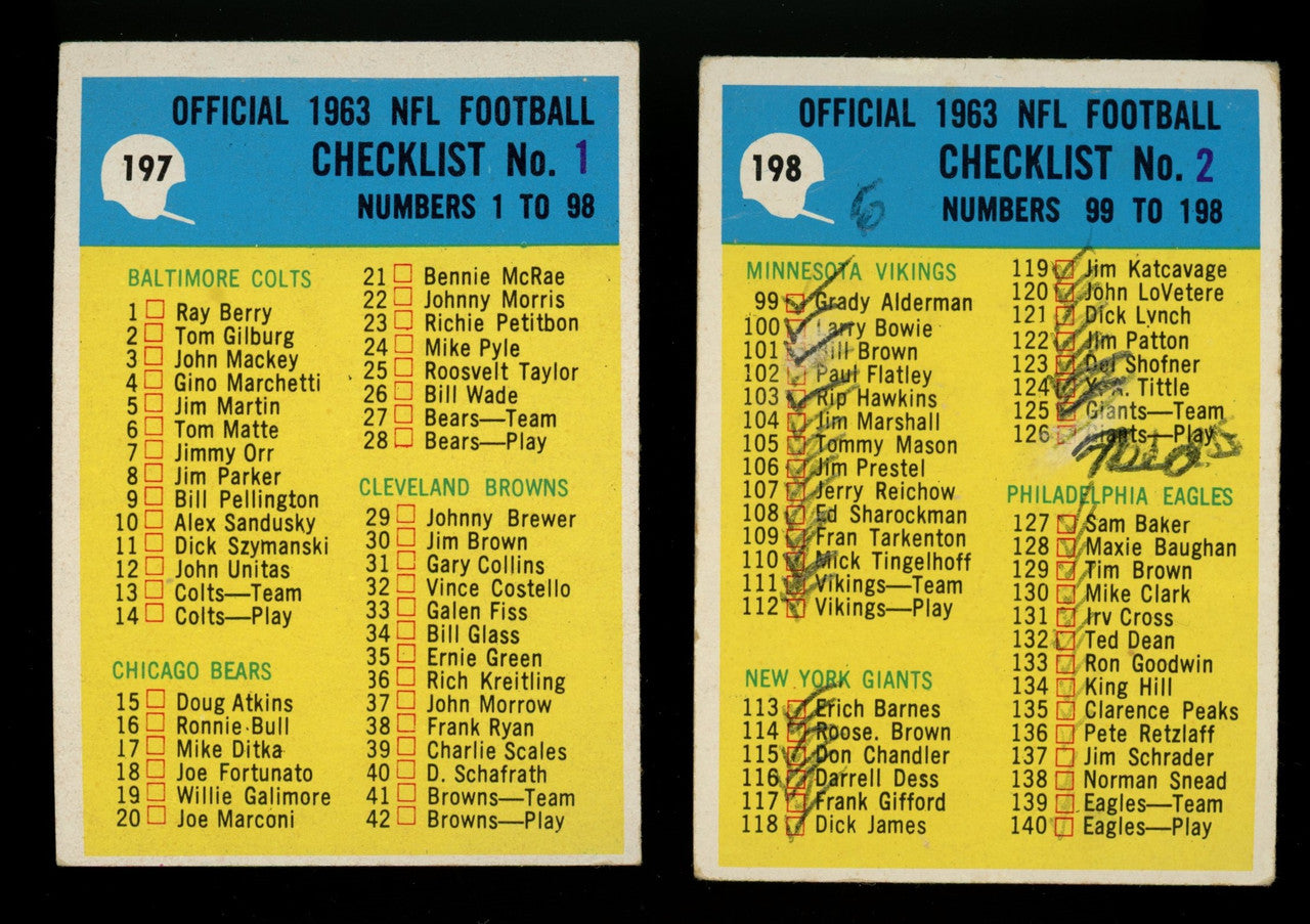 1964 Philadelphia Football Near Complete Set 195/198 VG-EX Overall