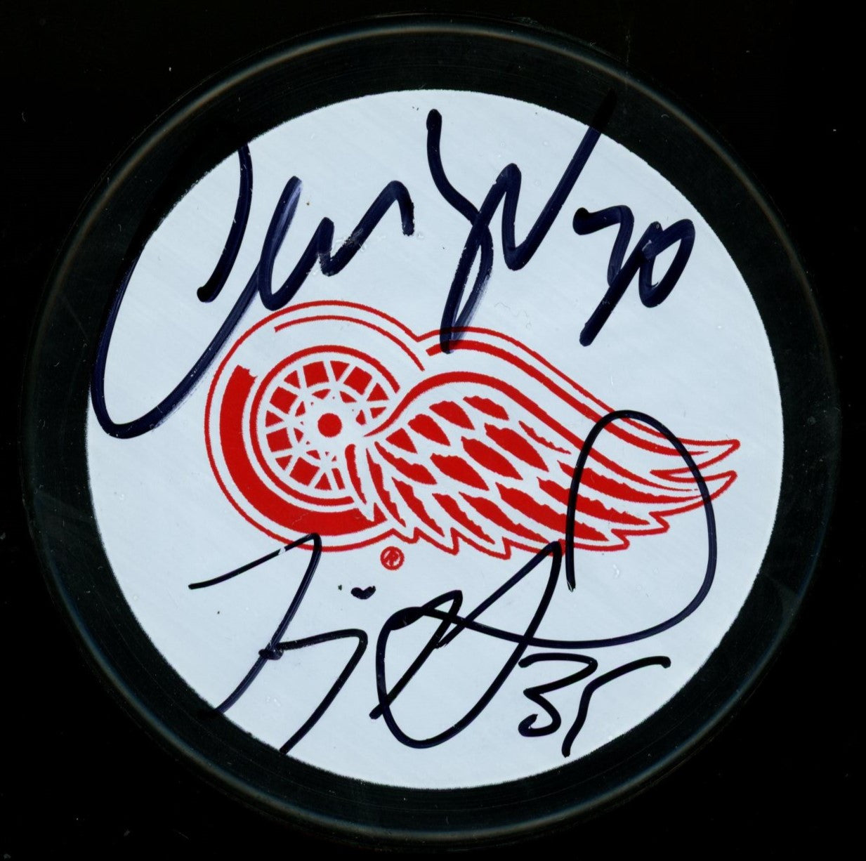 Chris Osgood/Jimmy Howard Auto Puck JSA AK60564
