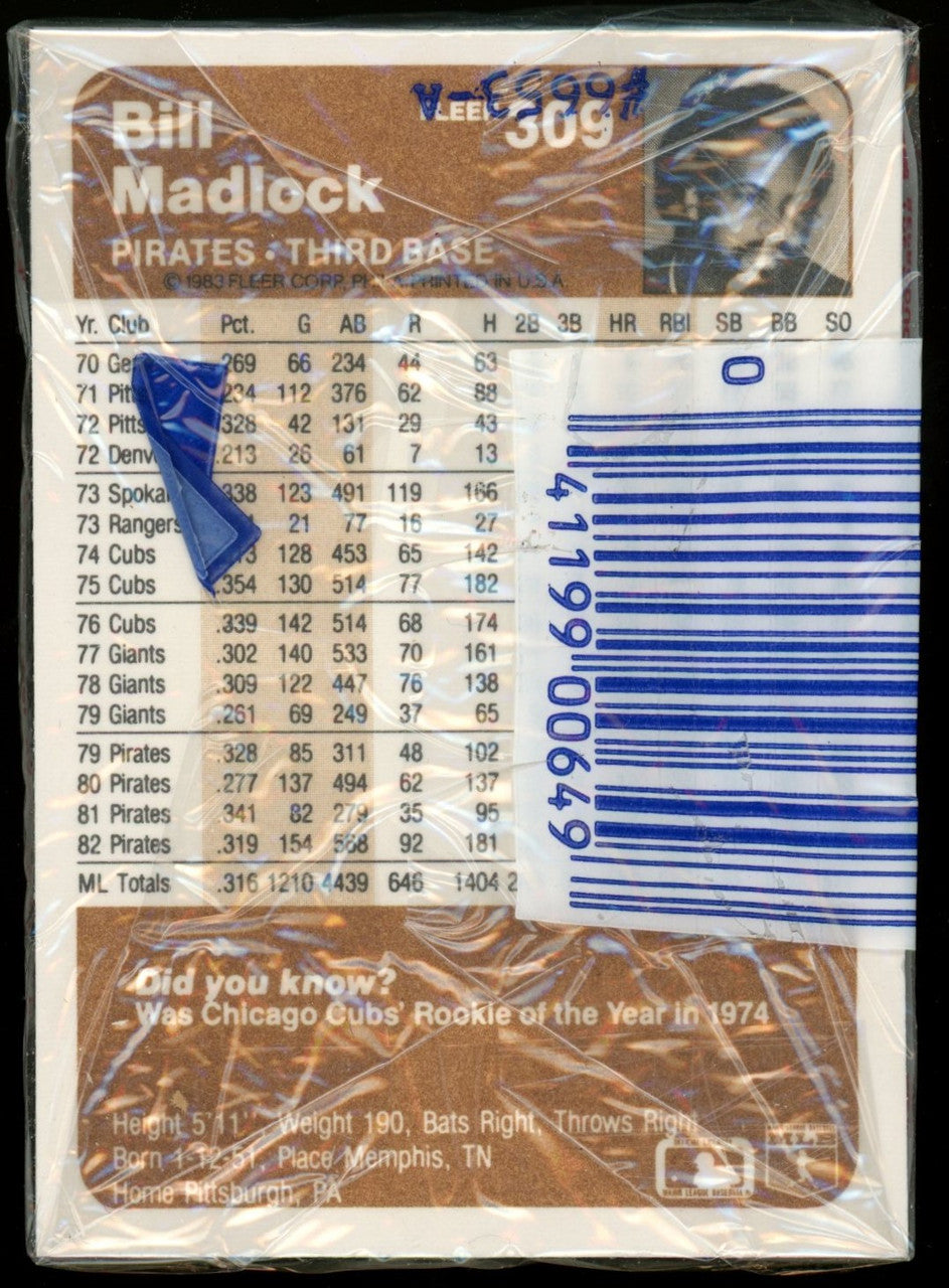 1983 Fleer Baseball Cello Pack Sealed