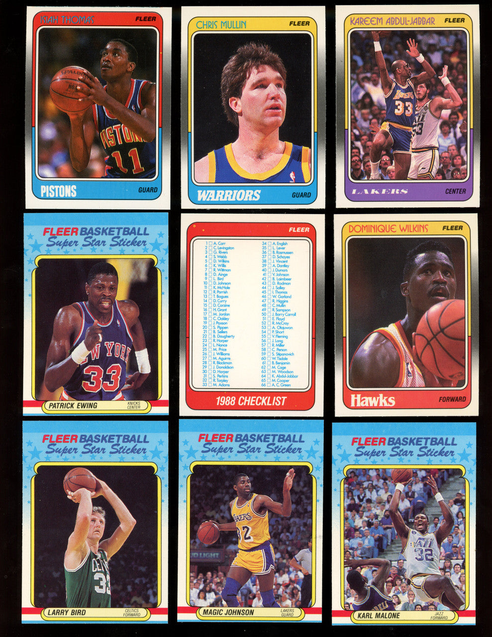 1988-89 Fleer Basketball Complete Set (132) with Stickers (11) NM-MT "A"