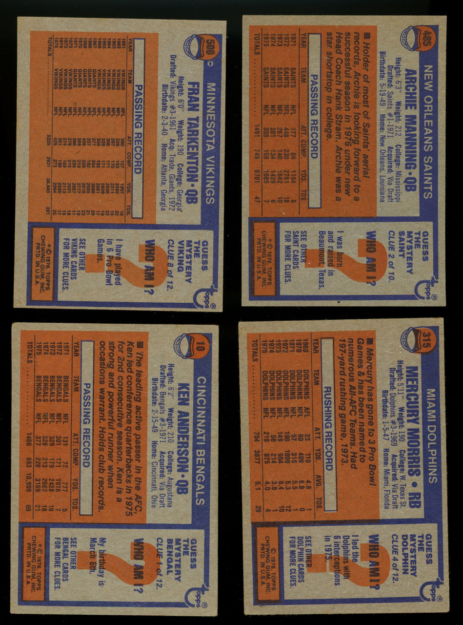 1976 Topps Football Partial Set 280/528 + 90 Duplicates EX Overall