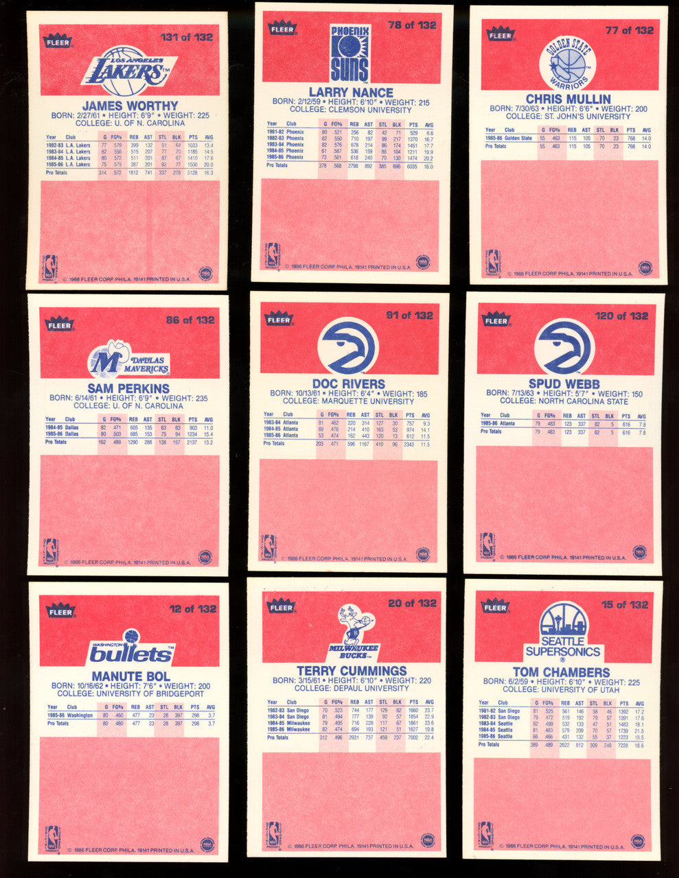 1986/87 Fleer Basketball Near Complete Set (118/132) NM/MT Sharp